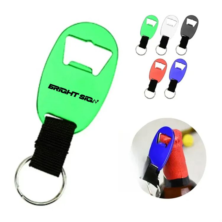 Webbing & Metal Bottle Opener Keychain 1