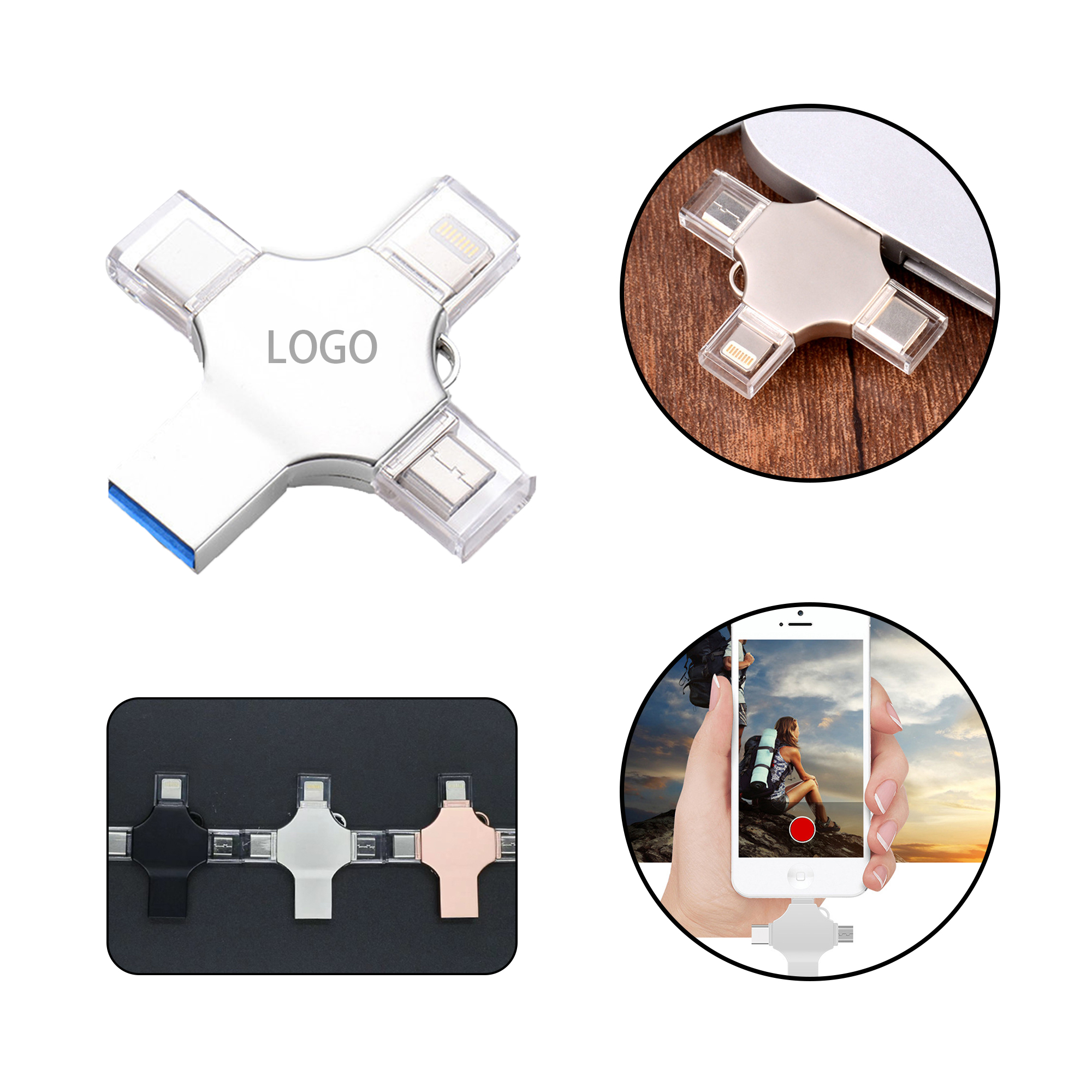 MOQ:30pcs 4-In-1 USB Drive 3