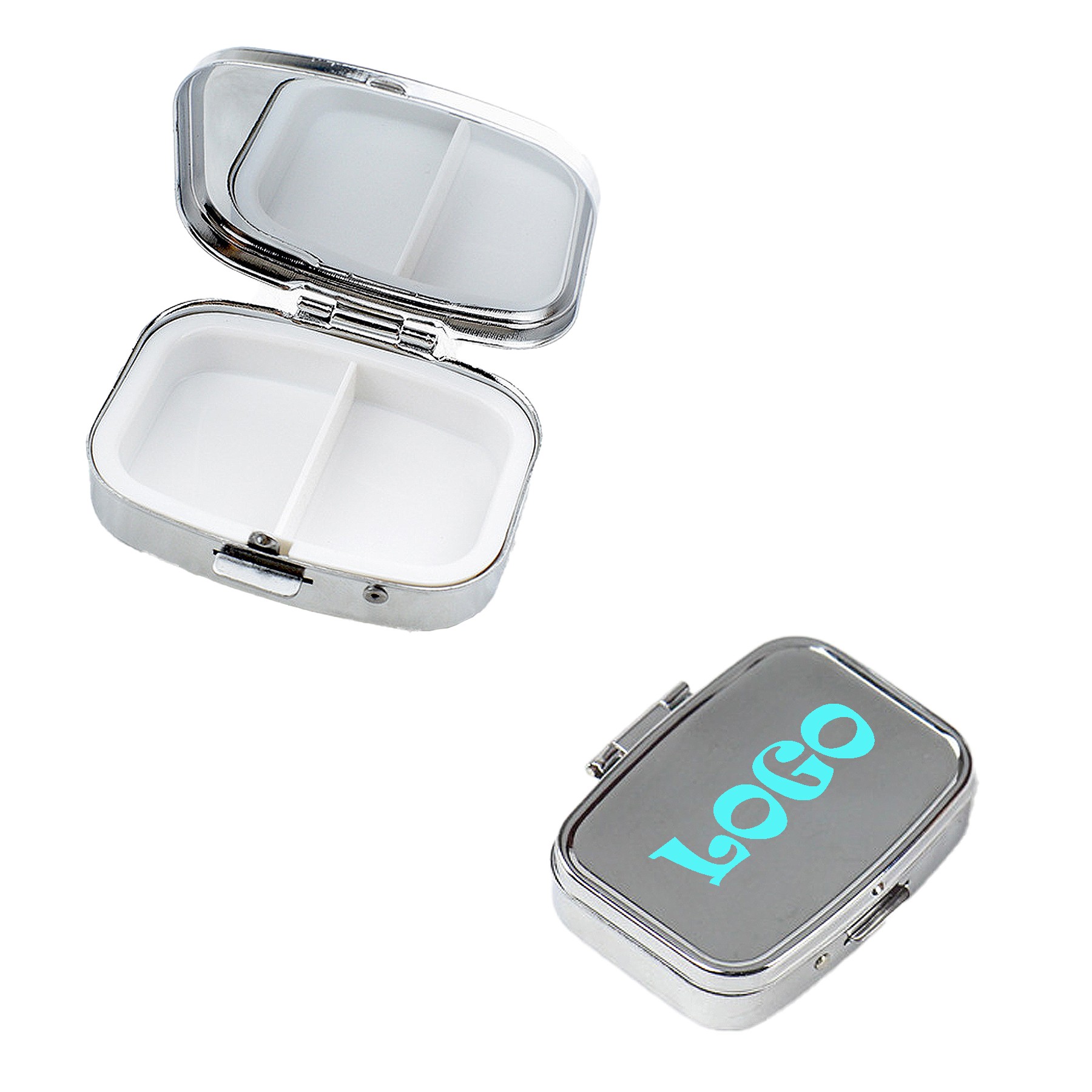 Square Two Compartments Vitamins Pill Cases