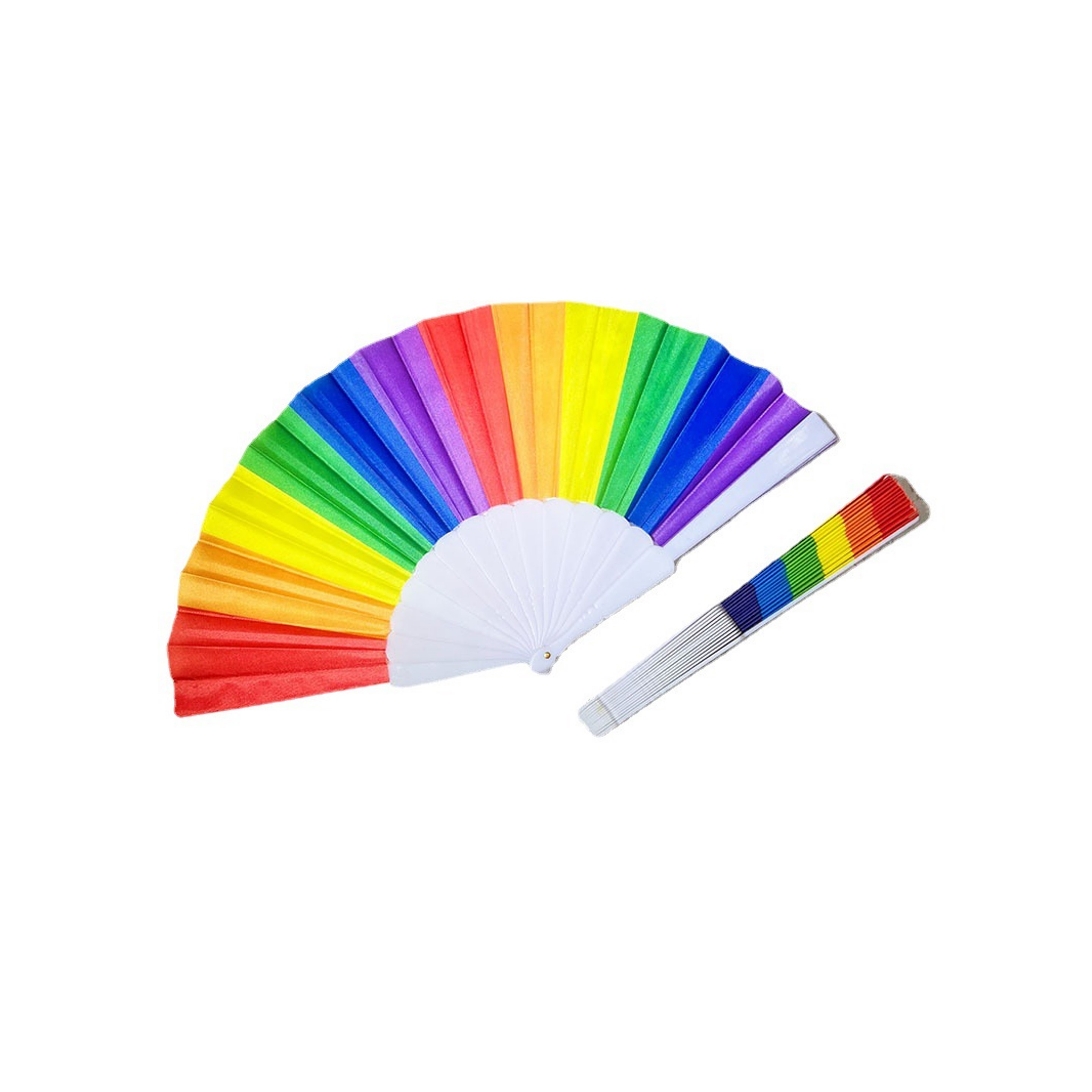 Rainbow Full Color Handheld Folding Fan 9" 1