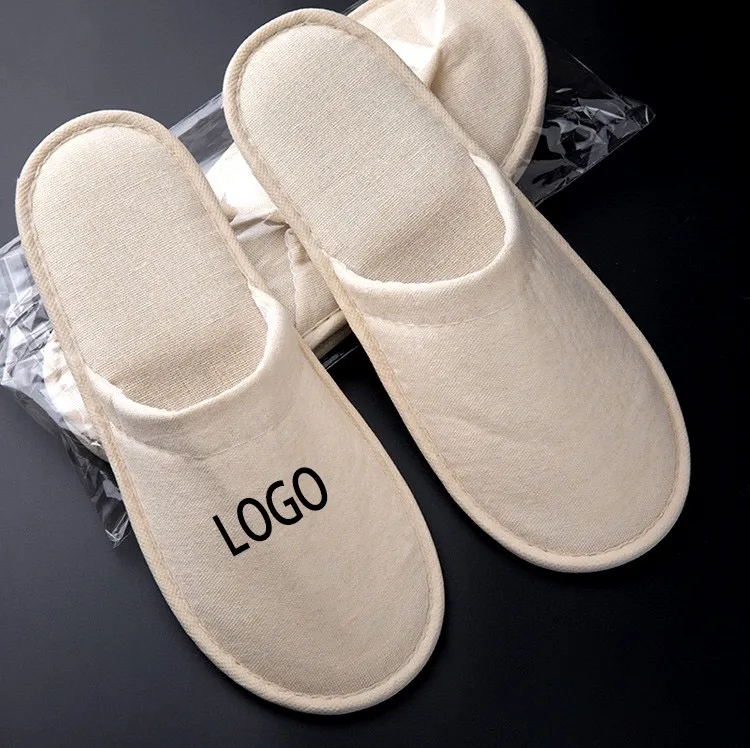 Linen Disposable Slippers with Non Slip Sole 2