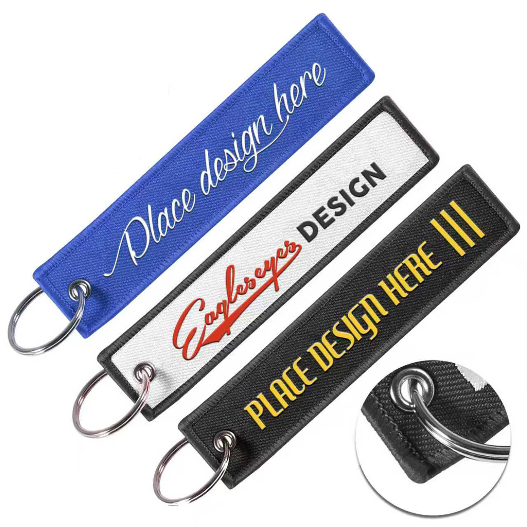 Embroidered Flight Keytag Keychain Tag 5" 3