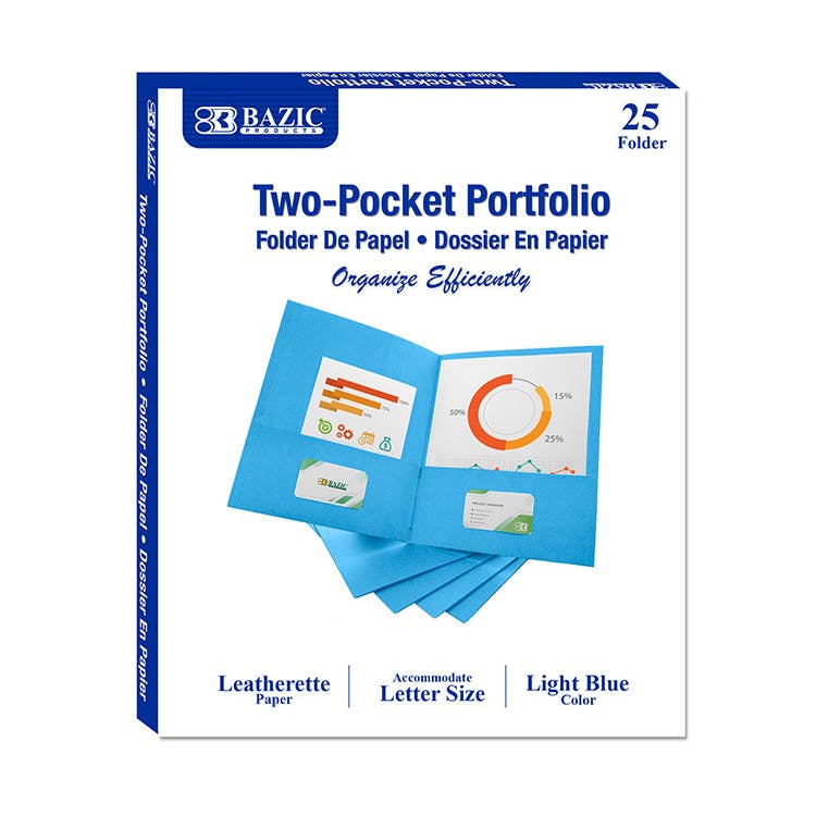 2 Pocket Folders - Light Blue 25 Pack 1