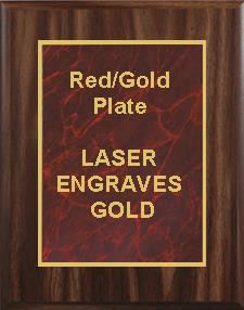 5" x 7" Classic Walnut Finish Plaque with a Red Marble Designer Plate 2