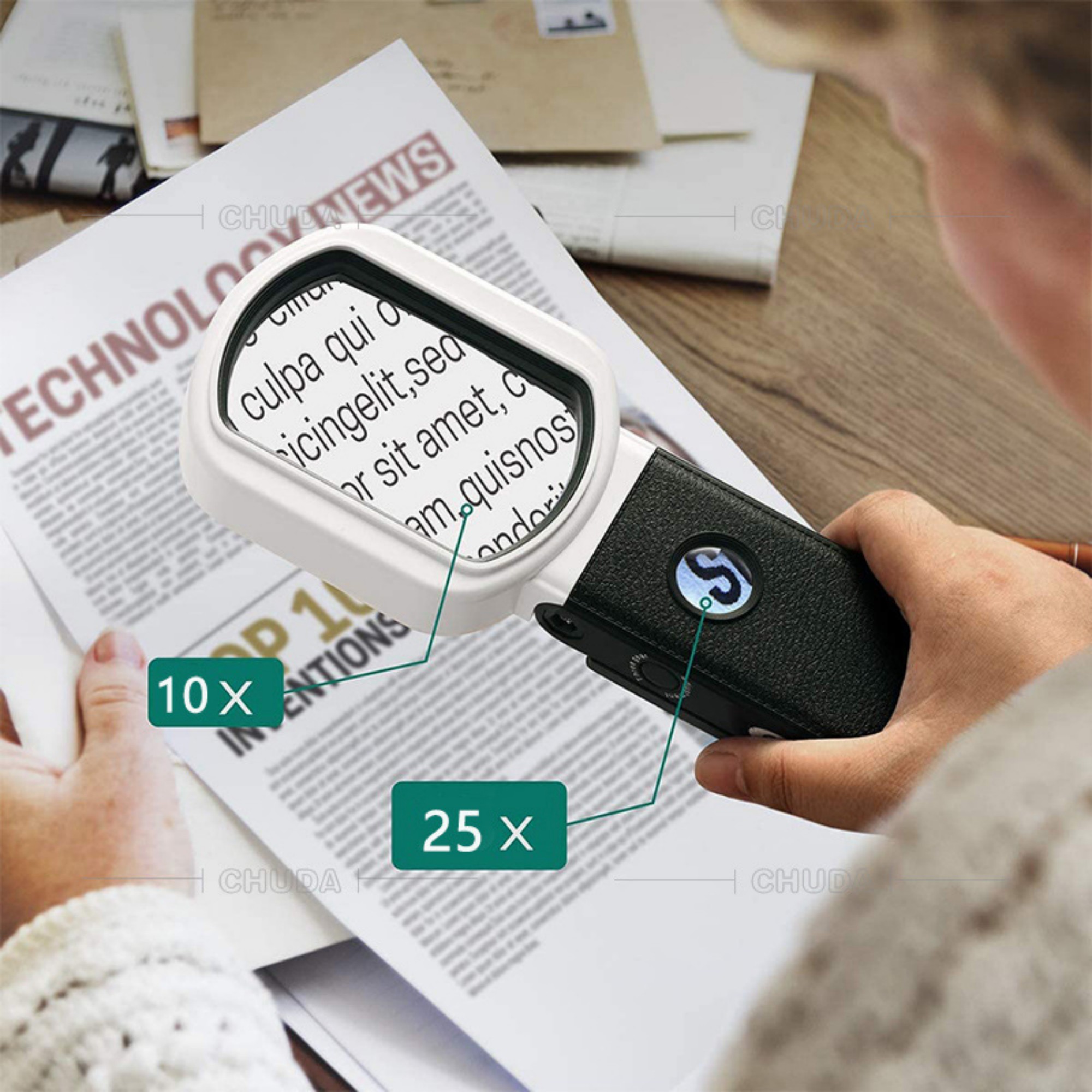 10X 25X Magnifying Glass With Light And Stand 1