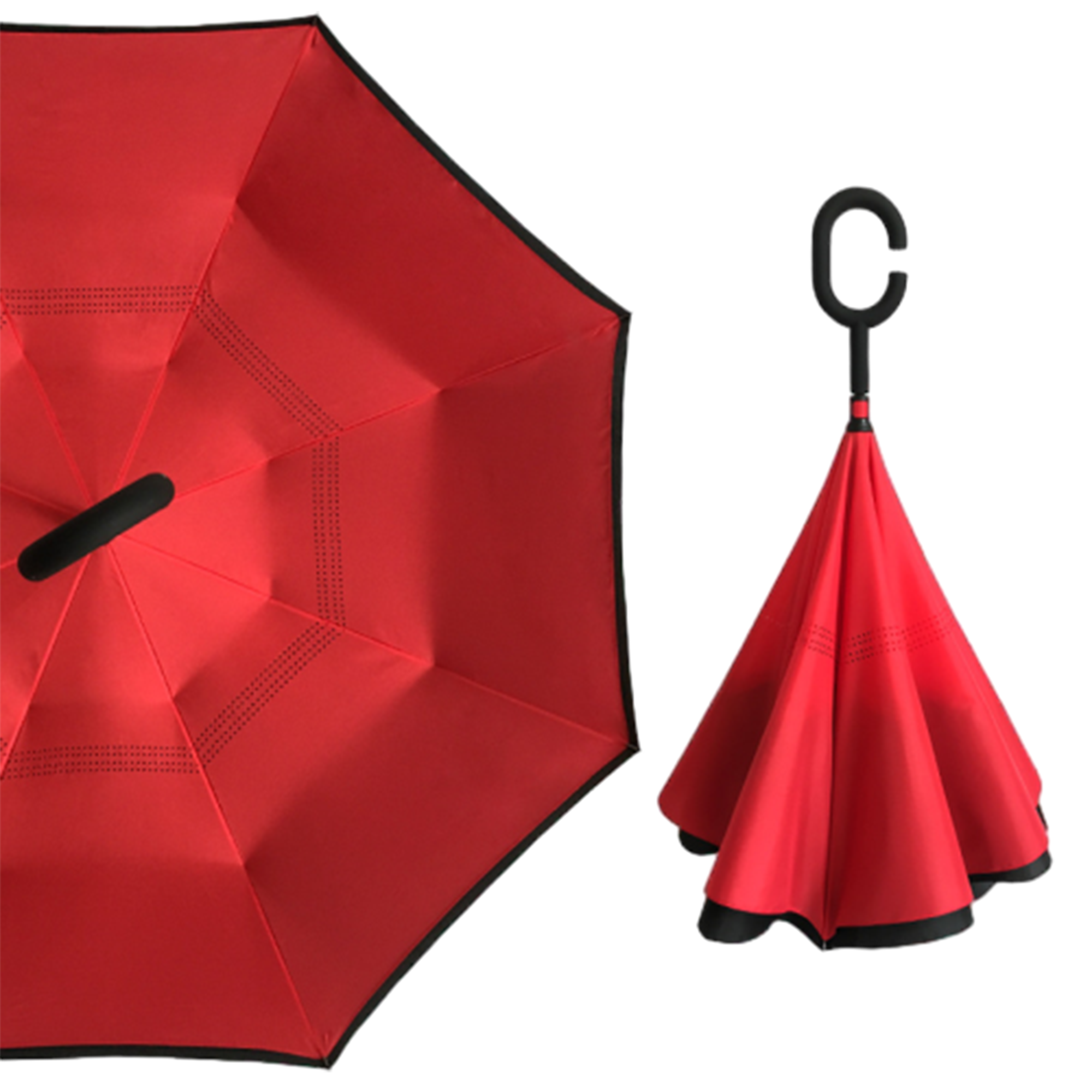 Double Layer Waterproof Folding Reverse Inverted Umbrella 5