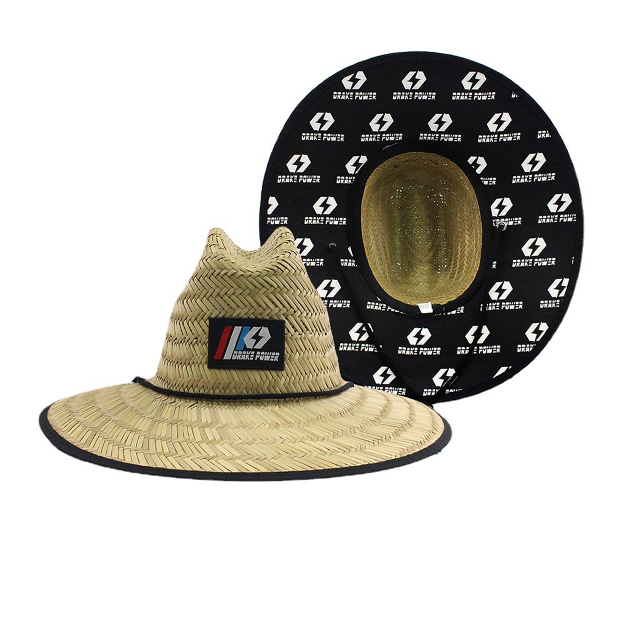 Embroidered Lifeguard Straw Hat with Color Underbrim & Patch 3