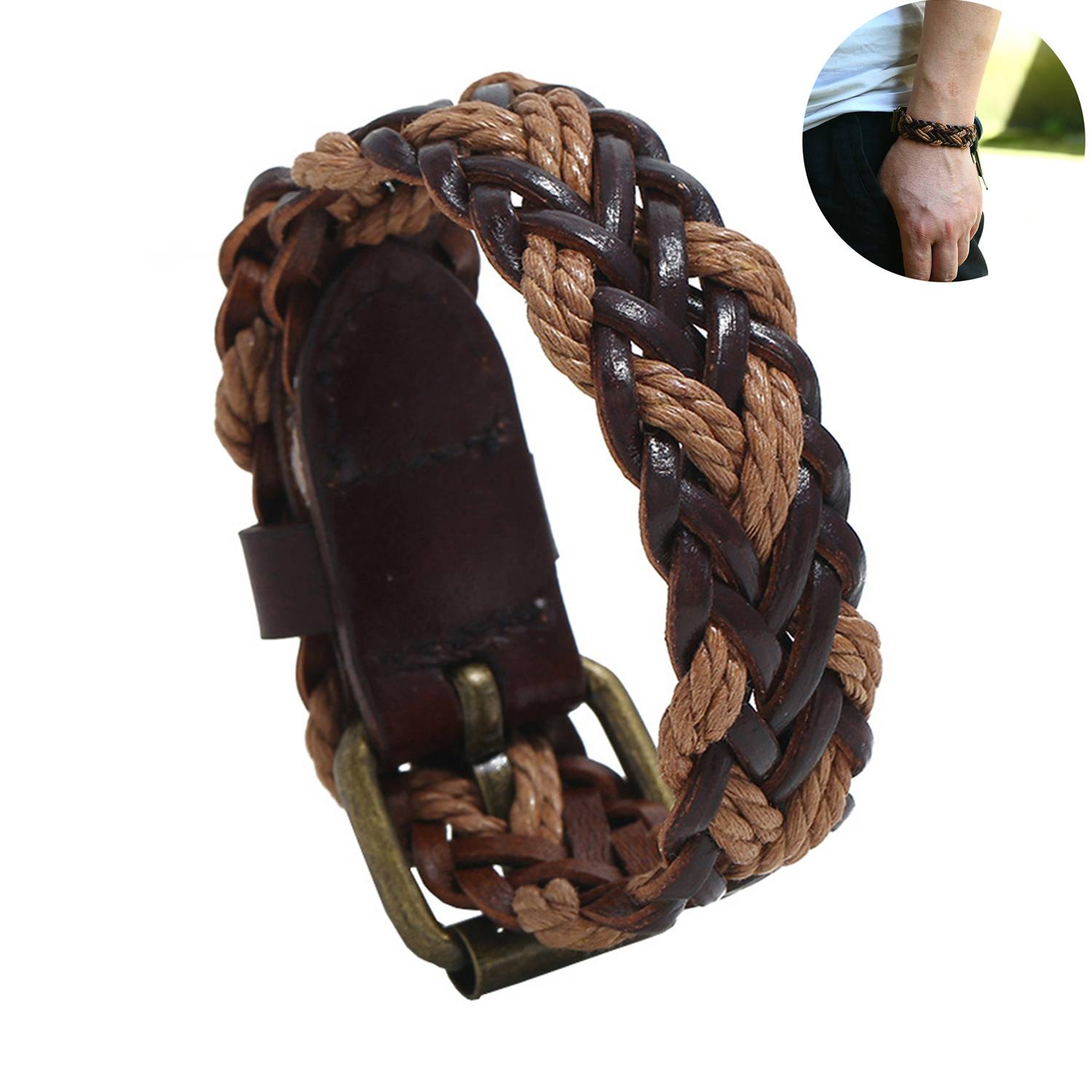PU Simple personality street photography men's bracelet 2