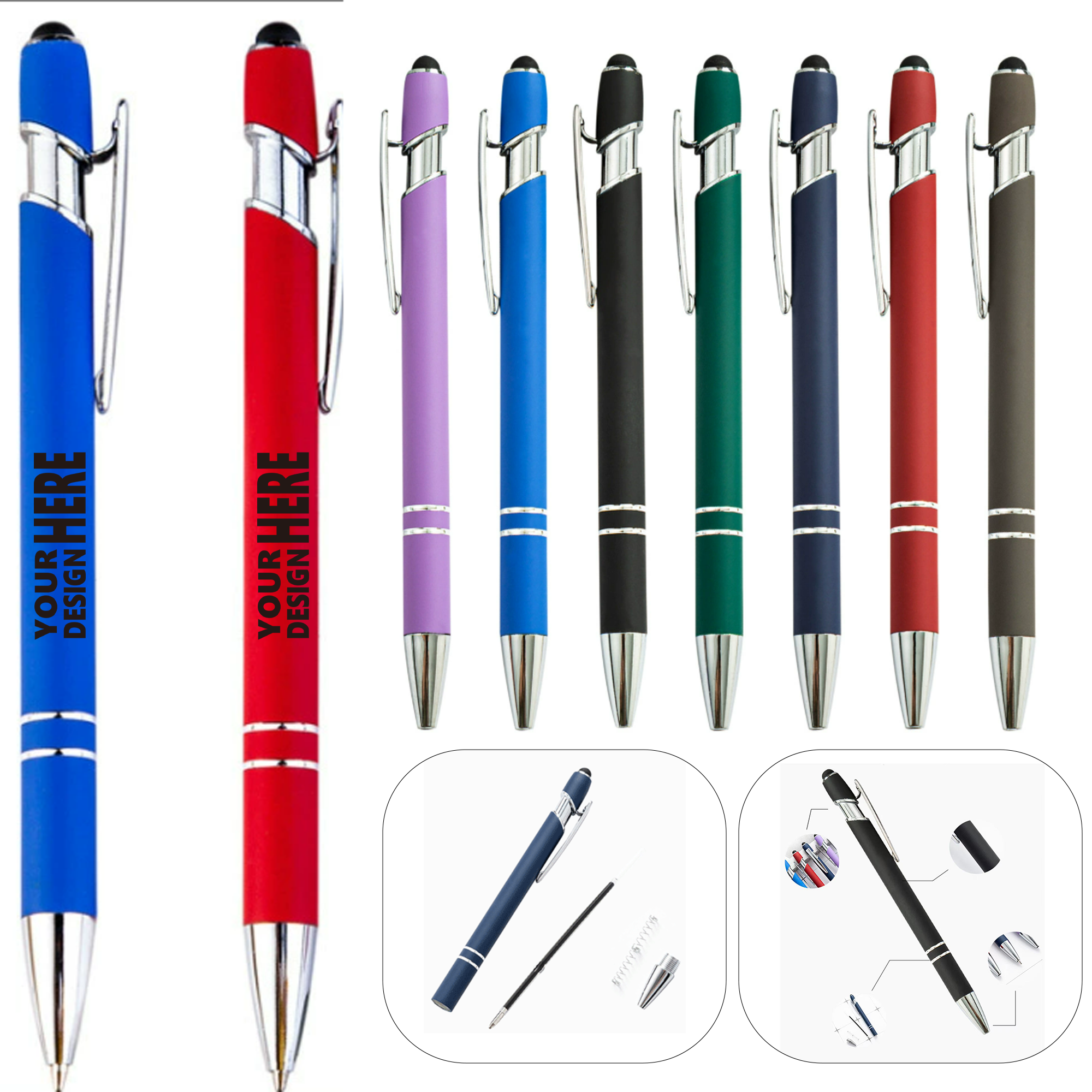 Soft Stylus Tips Metal Ballpoint Pen 2