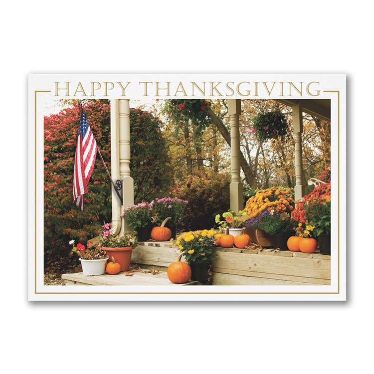 Patriotic Porch Thanksgiving Card 2