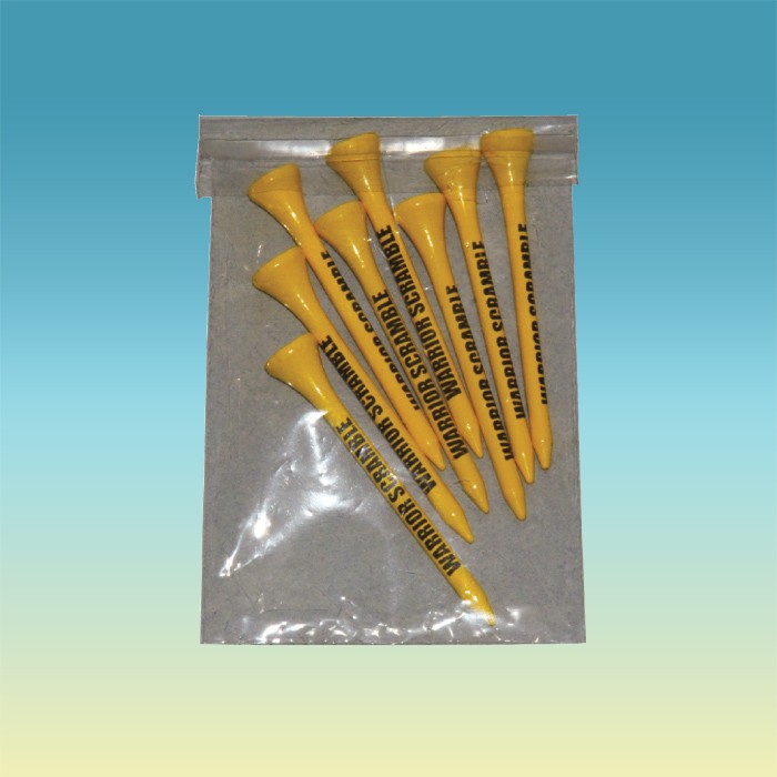 "Crystal Clear" Golf Tee Poly Bag Pack w/ Eight 2 3/4" Tees 1