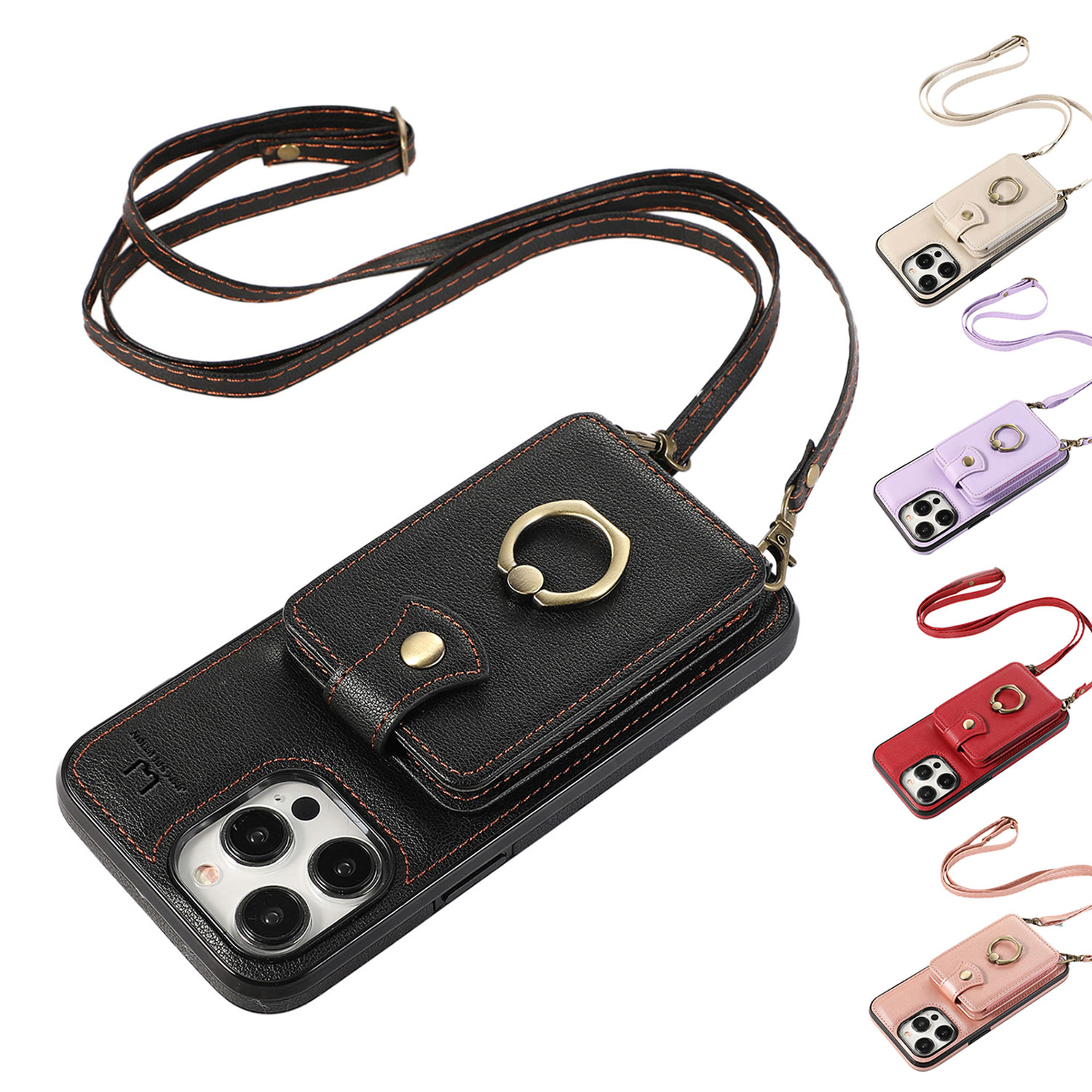 PU Leather Crossbody Phone Case w/ Wallet and Stand 9