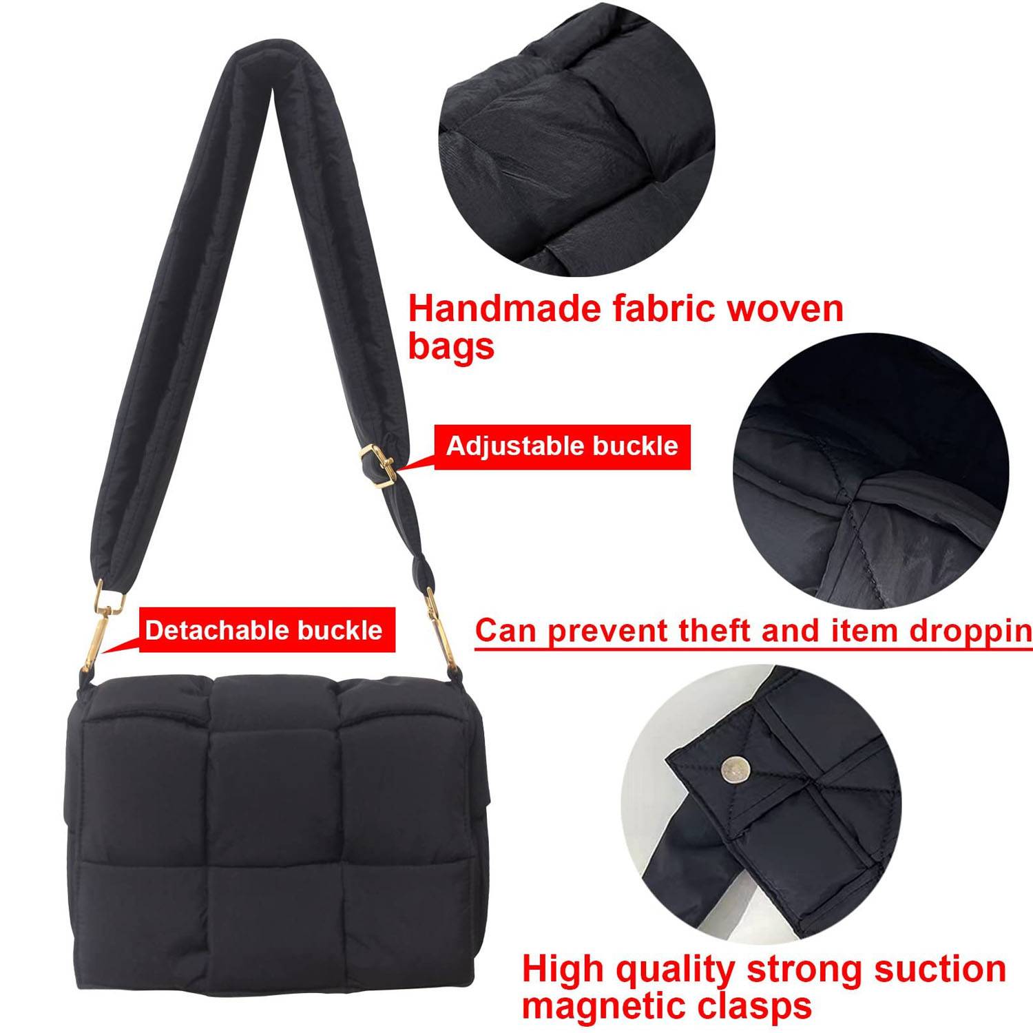 Lightweight Puffer Tote Bag for Women Cute Puffy Purse 3