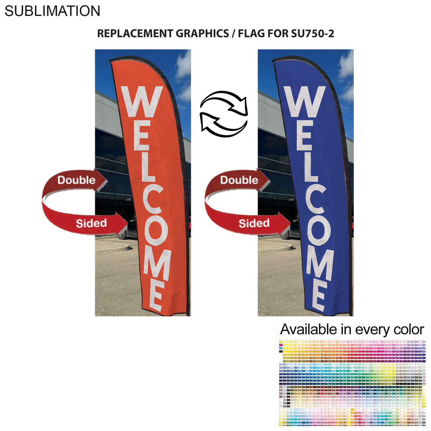 Replacement Flag for 10' Small Feather Flag Kit, Full Color Graphics Double Sided 1