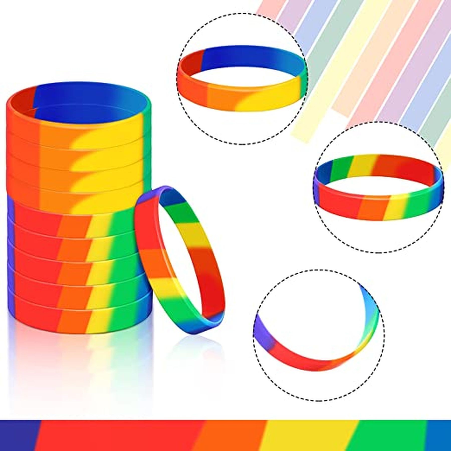 Gay Pride Wristbands Lesbian Rainbow Silicone Bracelets 12