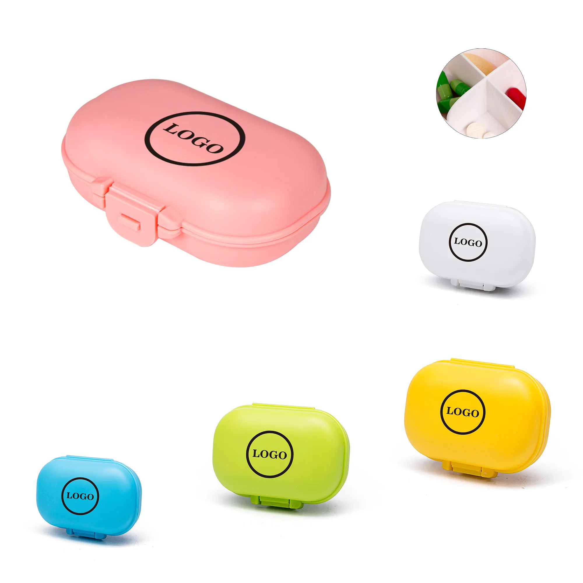 3.8"x2.6"x1.2" 4 Compartments Storage Pill Box