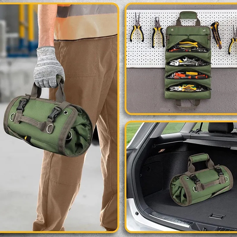Roll Up Tool Multi-Purpose Canvas Bag Wrench Pouch Organizer 6
