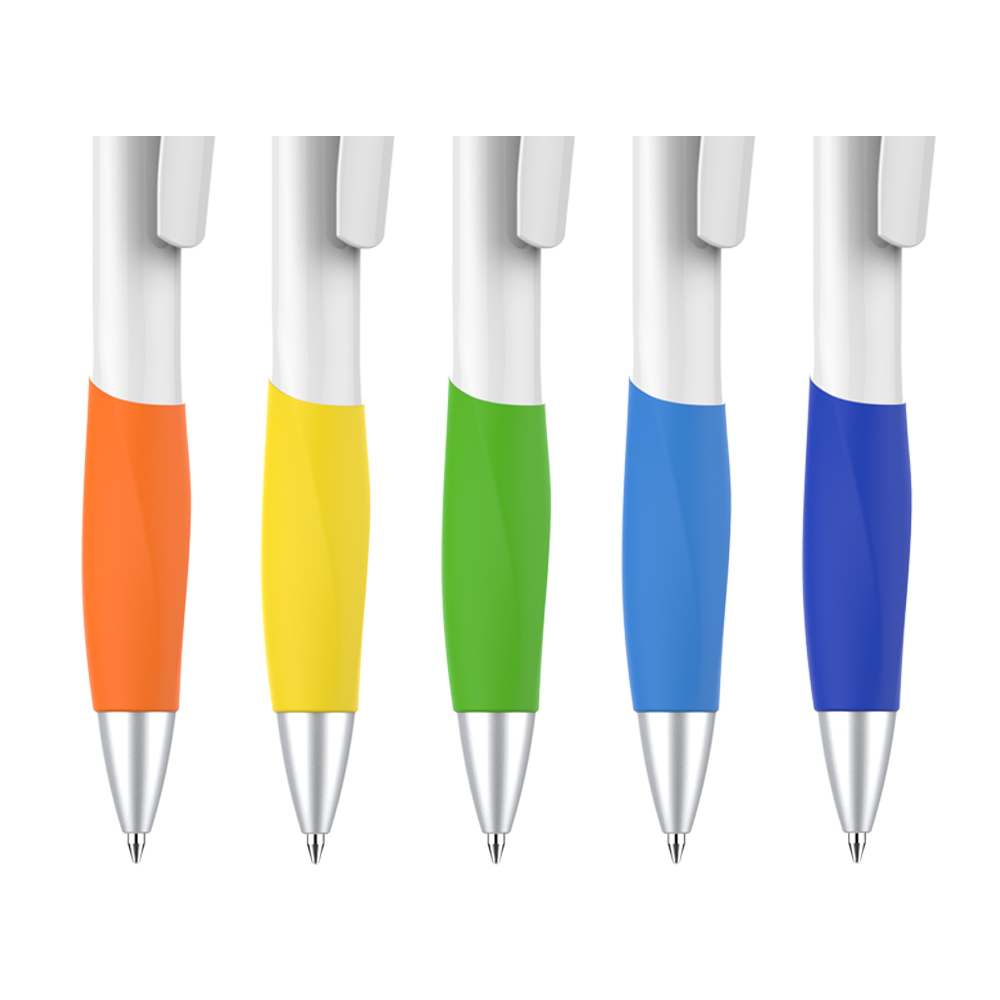 Colored Grip White Plastic Pen 4