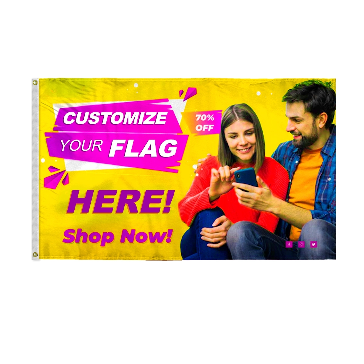 Custom Digital Print Flag 3' x 5' W-Poly 2