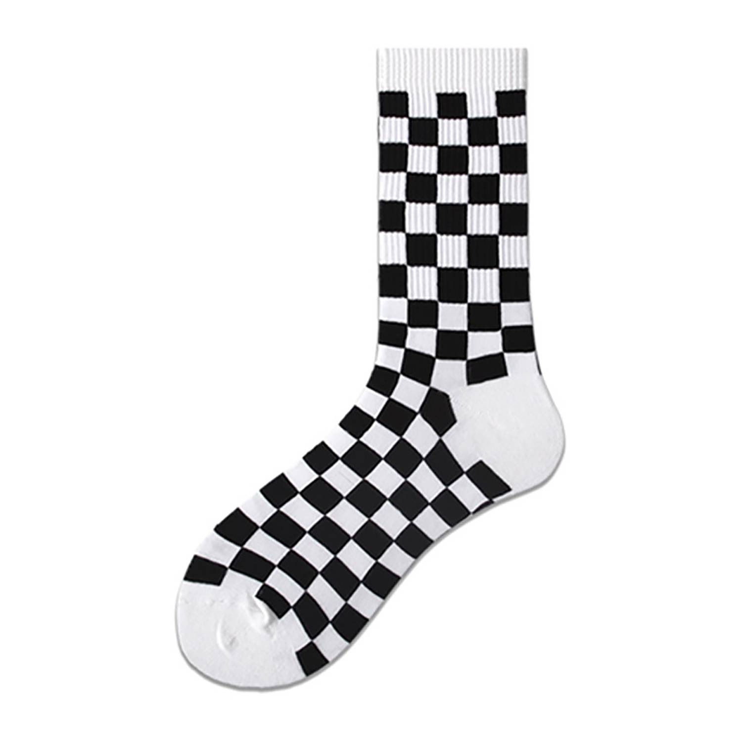 Unisex Stylish Black and White Checkered Socks 3