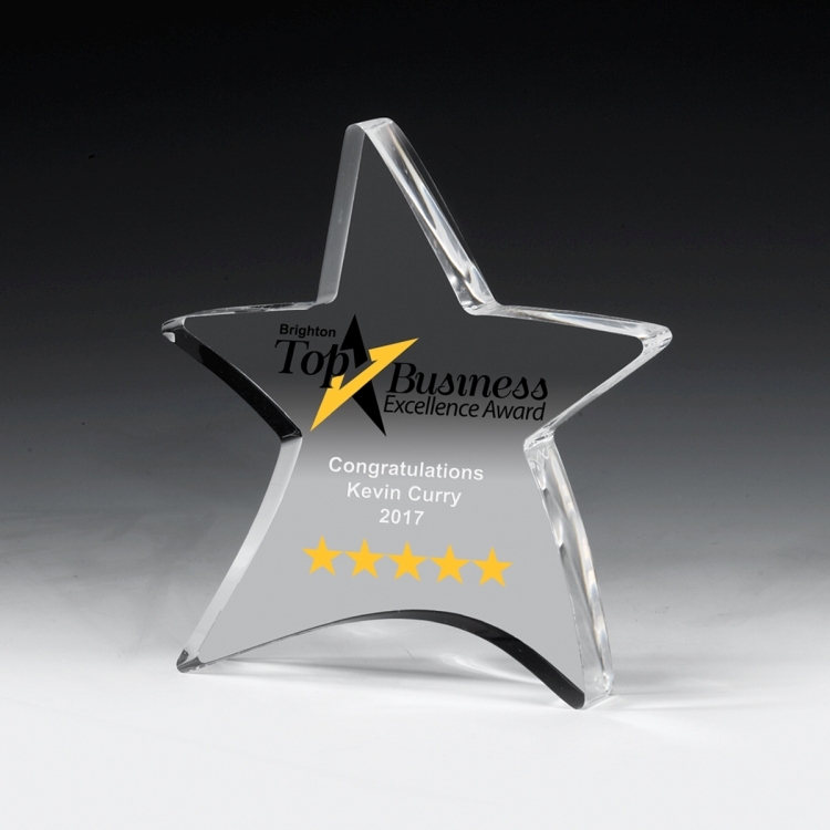 3/4” Thick Moving Star Paperweight - 4-1/2” x 5” -2053S (Screen Print) 4