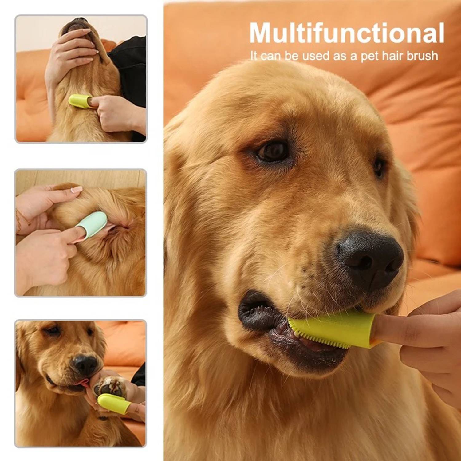 Soft gel pet tooth cleaning brush with handle 3