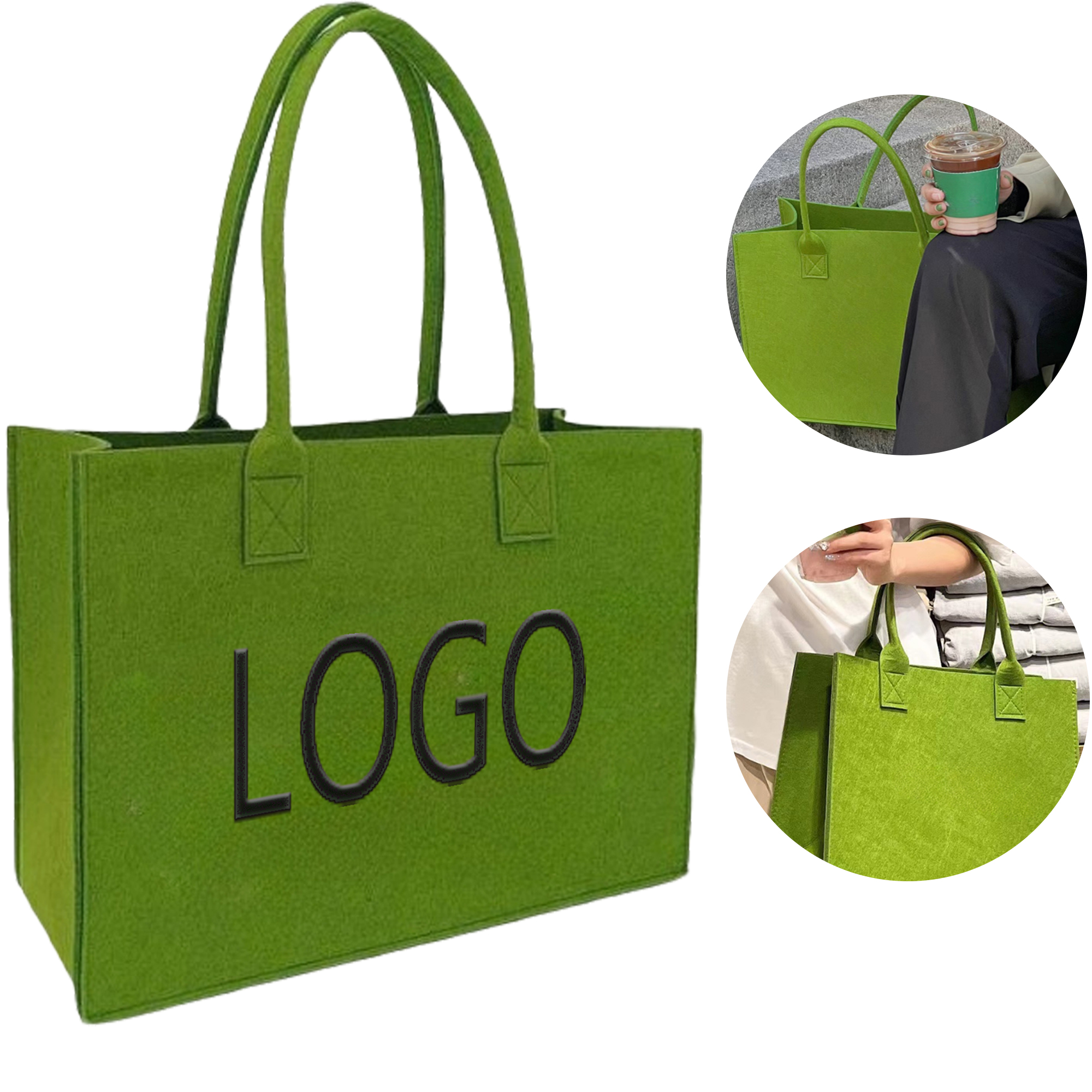 MOQ 50 PCS Fashion Felt Tote Bag, custom tote bag with logo imprint 2