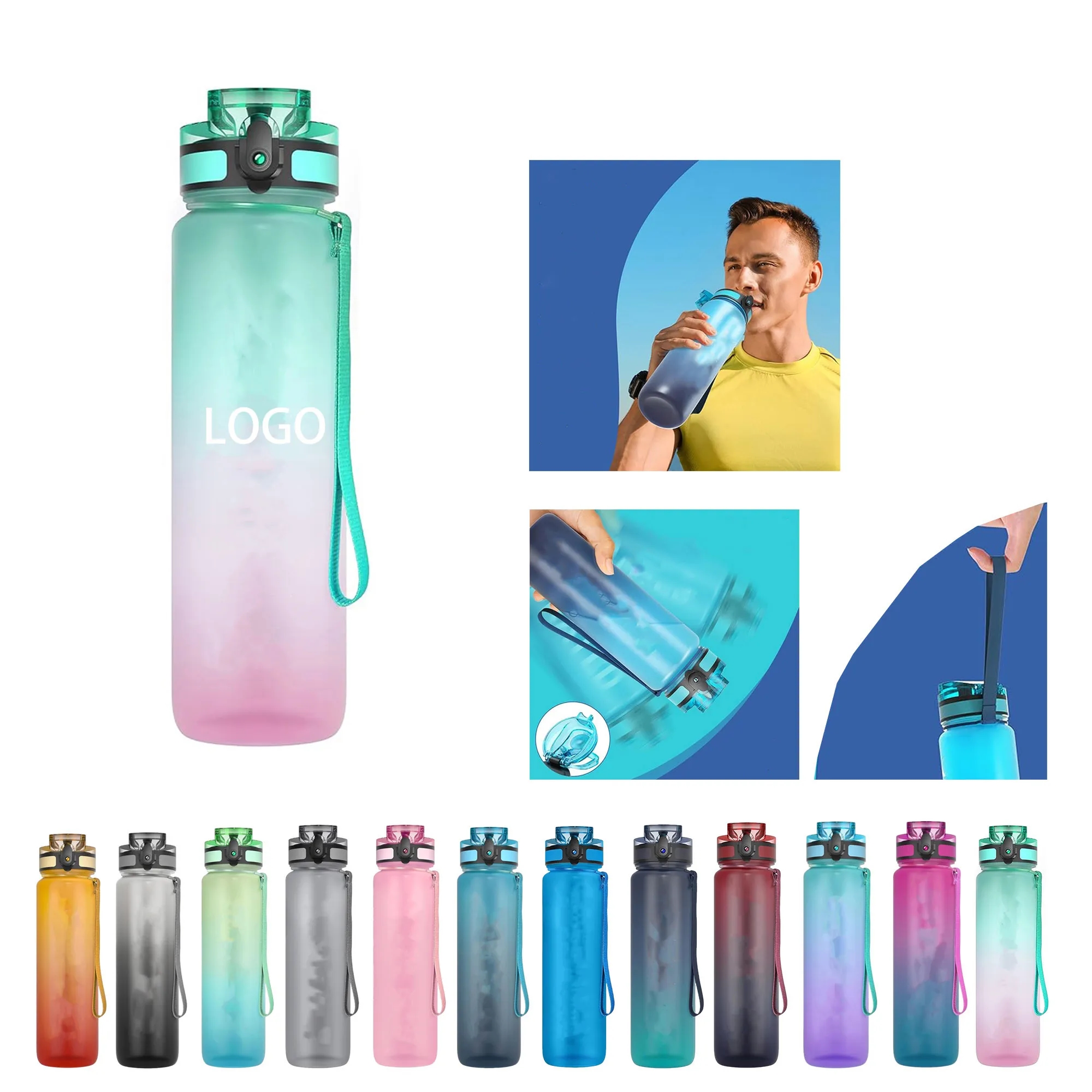 32 oz Motivational Sports Water Bottle with Time Marker 2