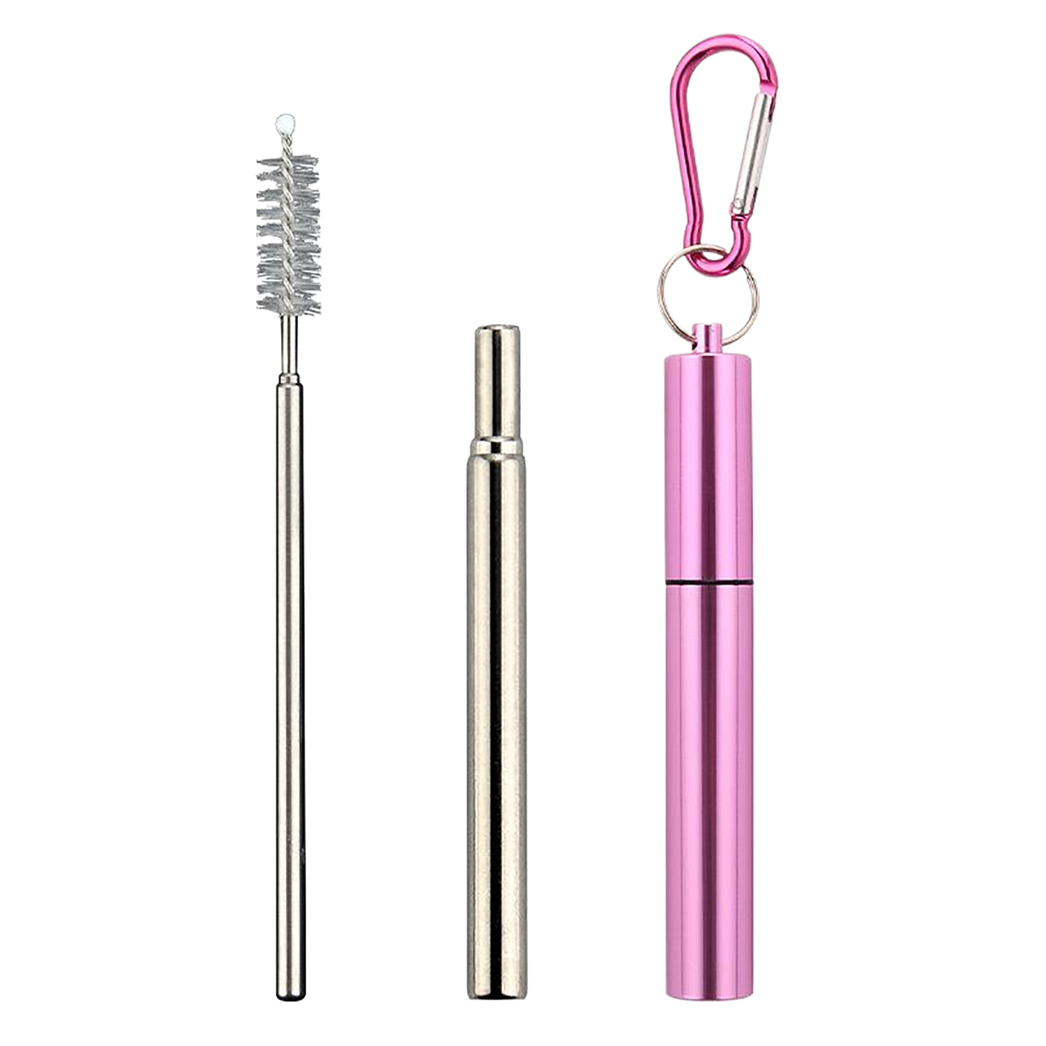 Reusable Stainless Steel Collapsible Straw with Case & Brush 8