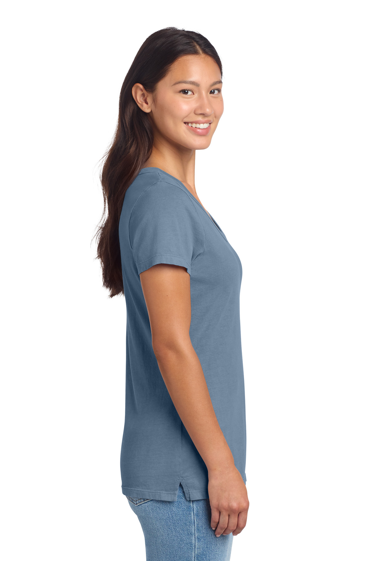 Port & Co Women's Beach Wash Garment-Dyed V-Neck Tee LPC099V 1