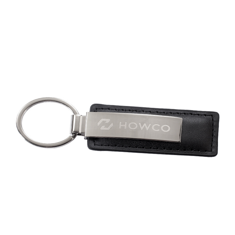 Iluxe Keychain with Black Leather and Chrome Metal