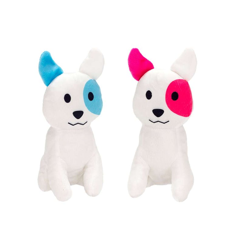 Stuffed Dogs with Eye Patch Pink and Blue - 8" 2