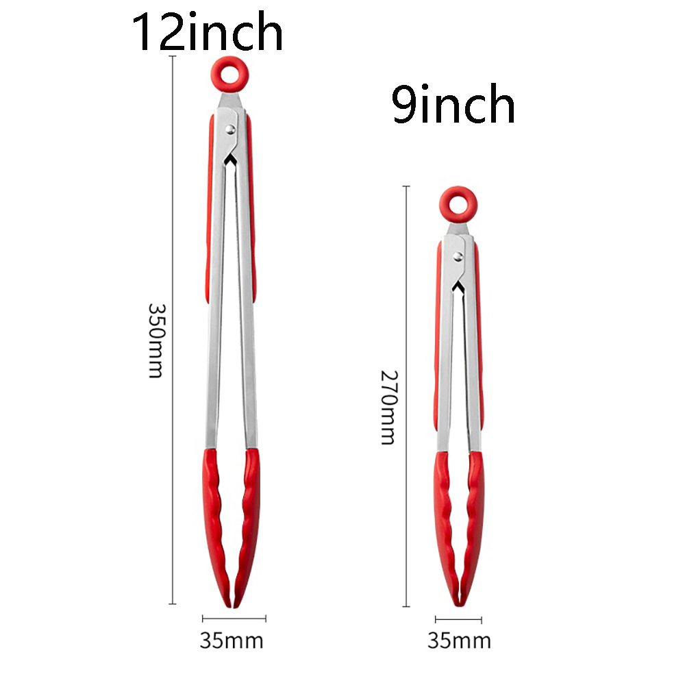 Stainless Steel BBQ and Kitchen Tongs with Silicone Tips--7inch/9inch/12inch 13