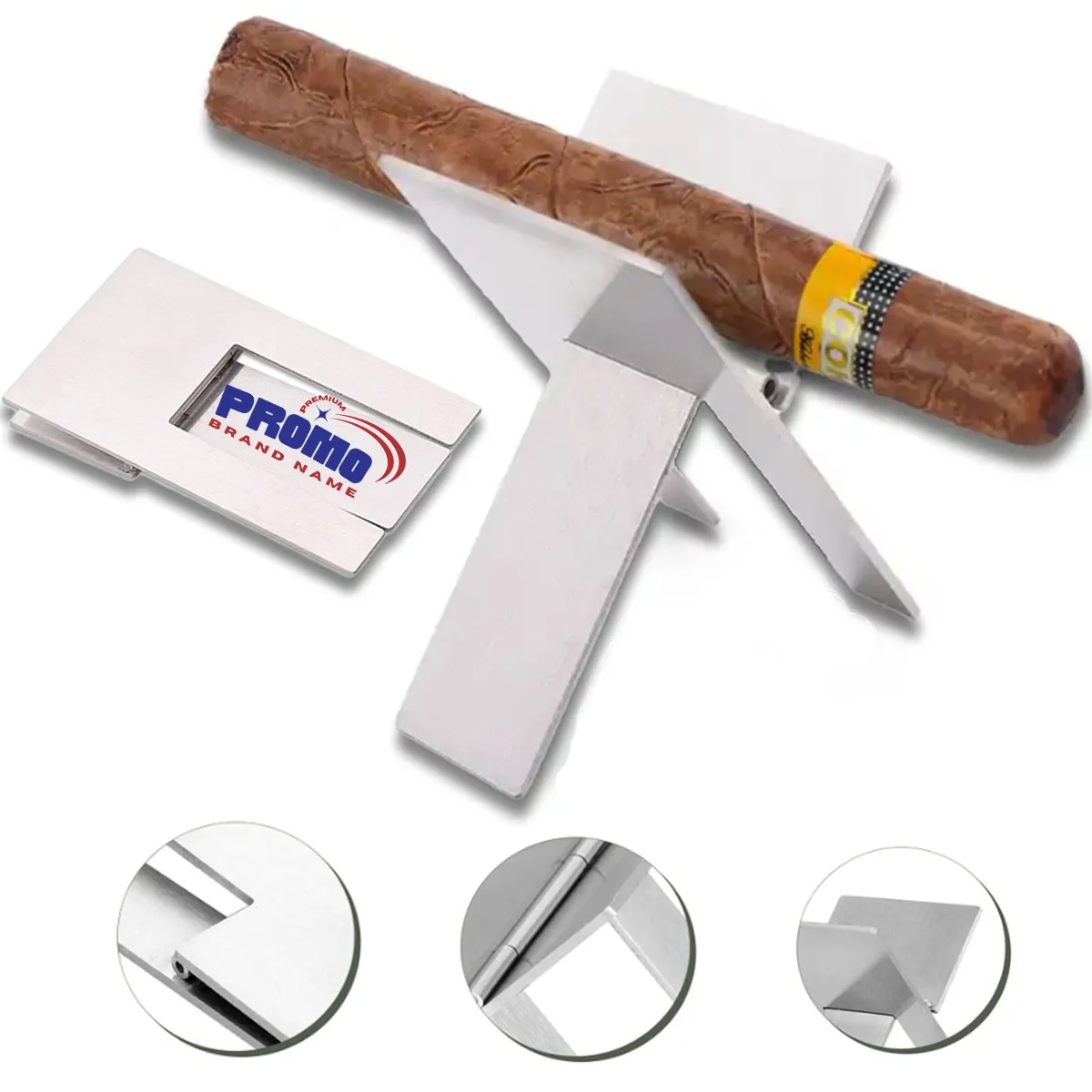 5 Pcs Silver Portable Stainless Steel Folding Cigar Holder 6