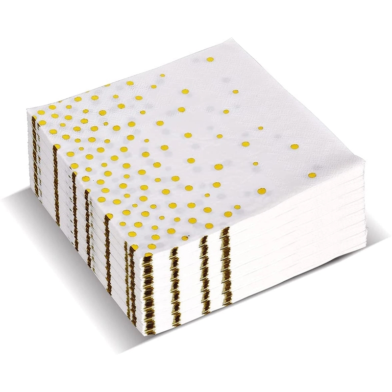 Custom Gold Dot Confetti Paper Napkins 3