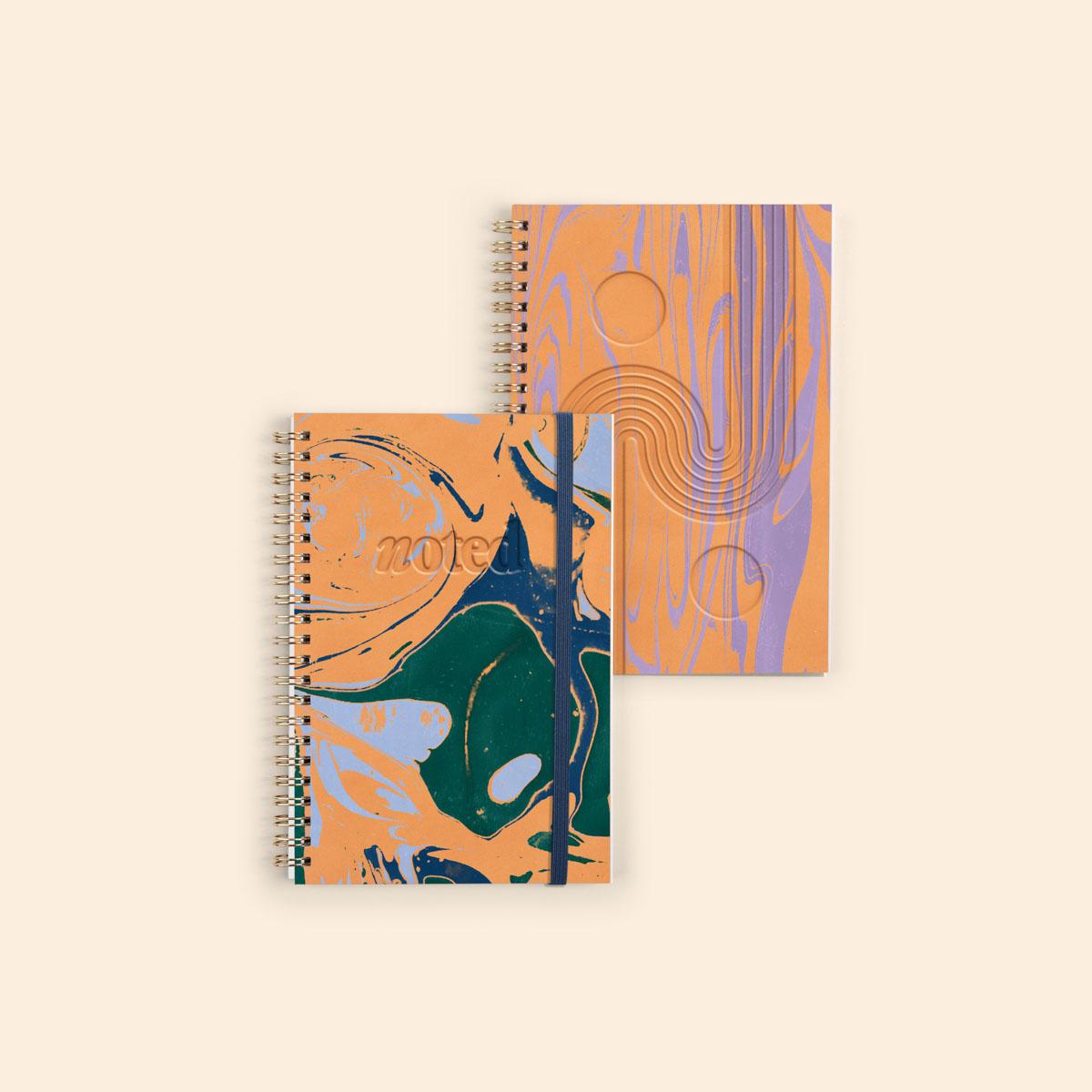 Journal - Marbled + Debossed Leather Cover - Size W