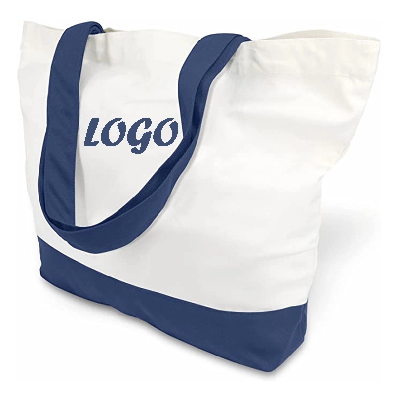 Large Two-Tone Canvas Tote Bag, custom tote bag with logo imprint 2