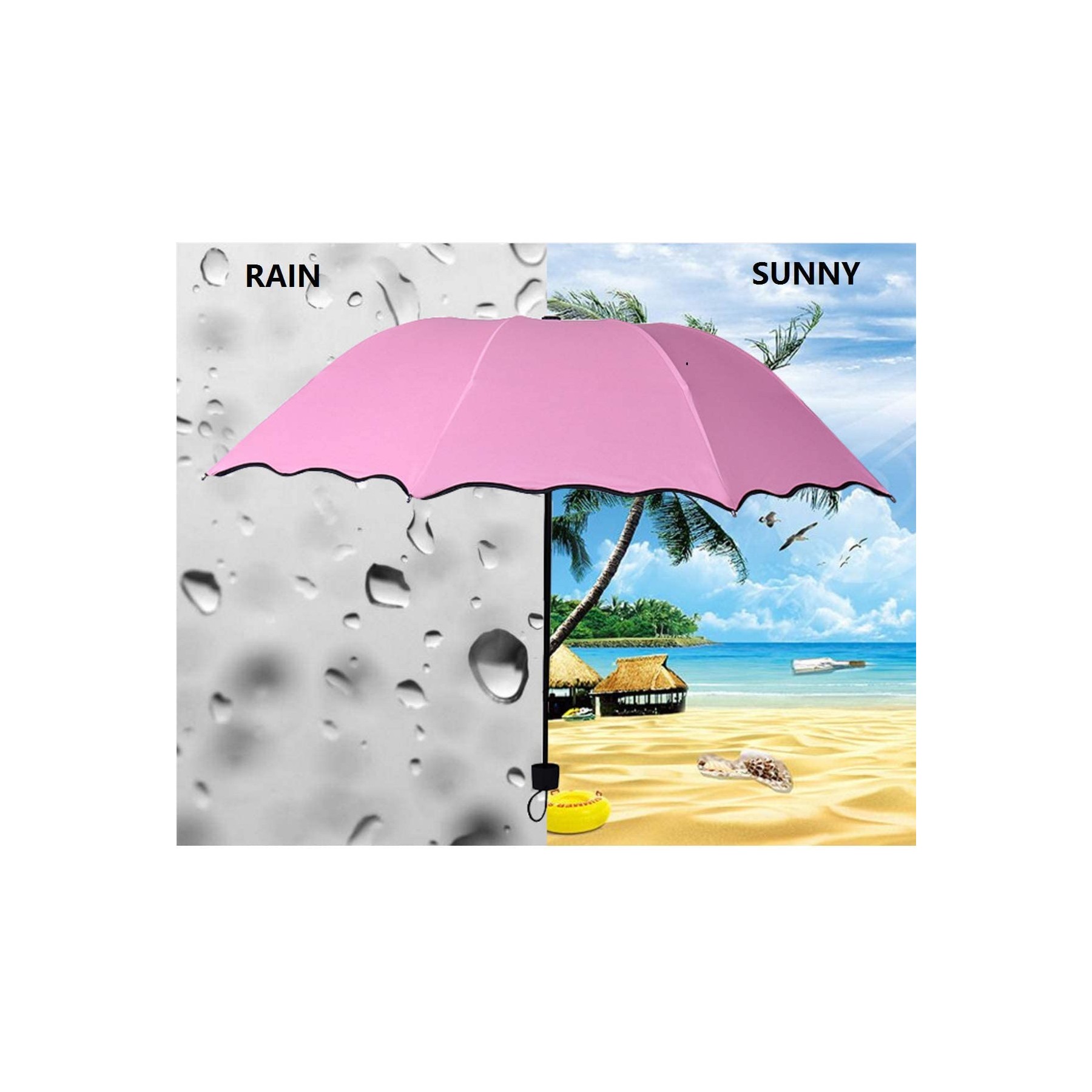 Anti-UV Rainy Travel Umbrella with Meet Water Begin Bloom 2