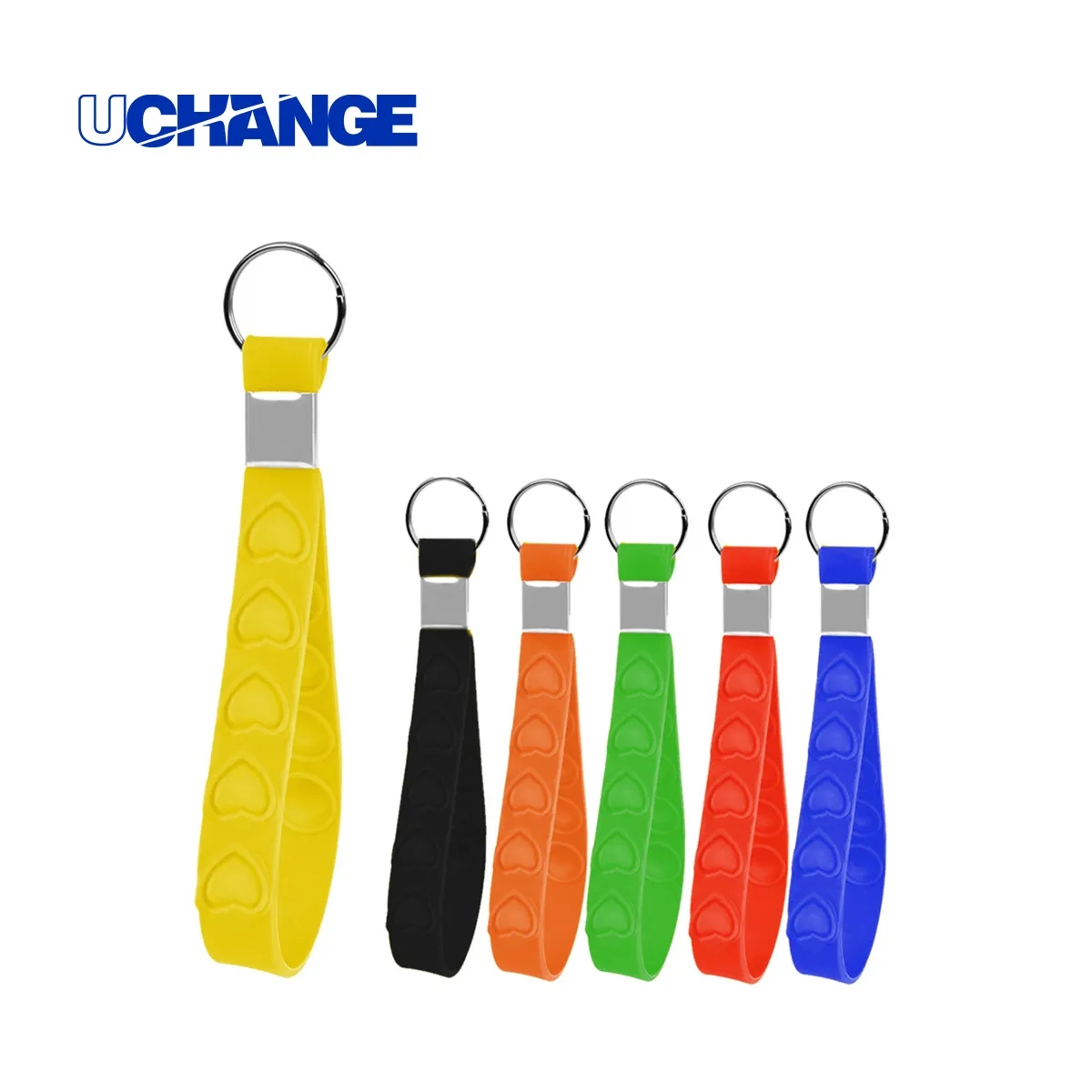Heart Pattern Silicone Wristband Bracelet Keychain Custom 6