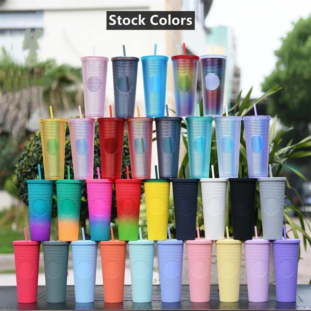 Double Walled Cups 24Oz Fully Studded Tumbler With Lid 3