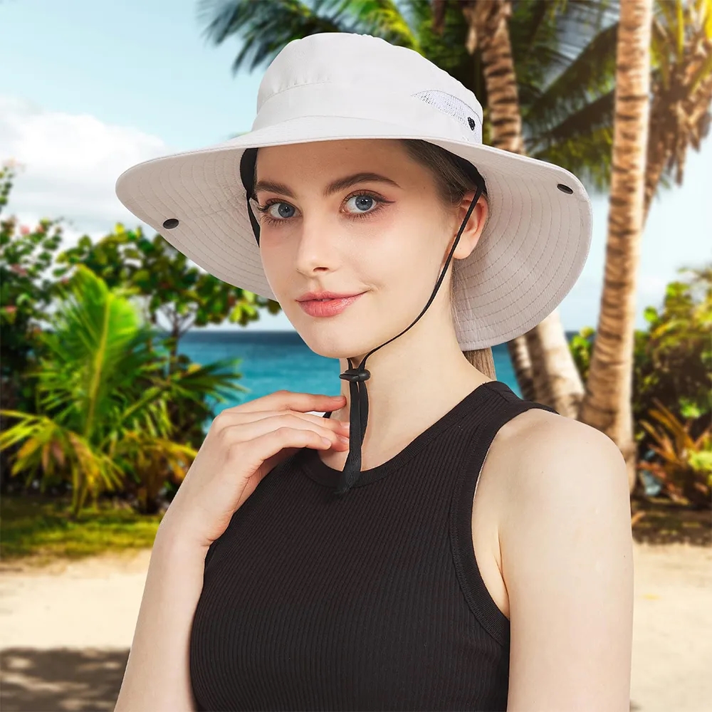UPF50 Wide Brim Sun Hat with Ponytail Hole 9