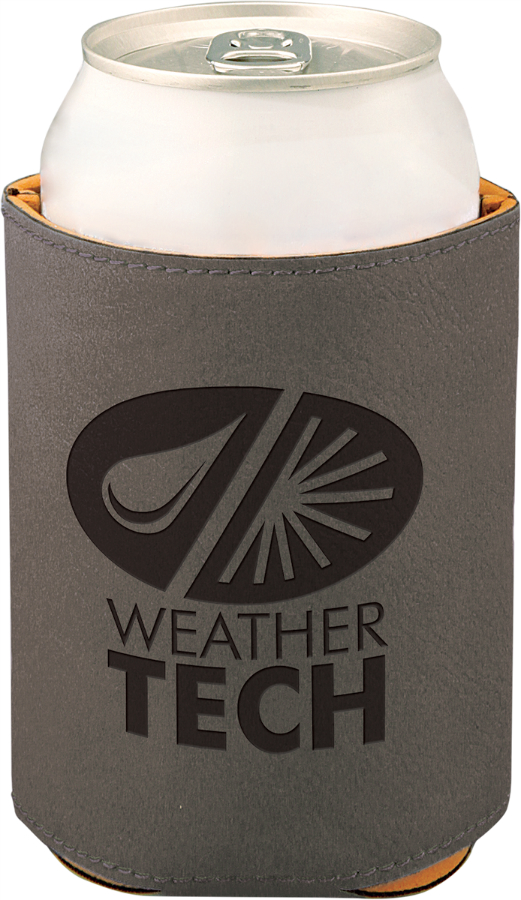 3 3/4" Gray Leatherette Beverage Holder, custom koozie with logo imprint 2