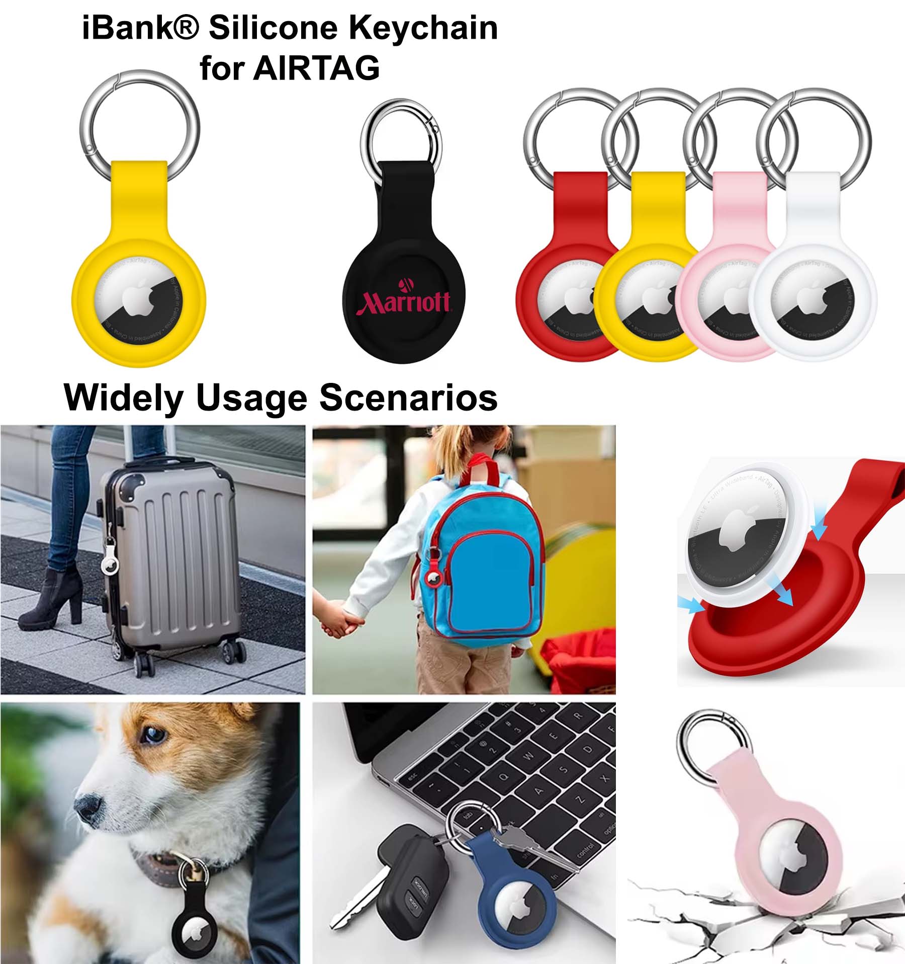 iBank ® Silicone Keychain compatible with AIRTAG 1