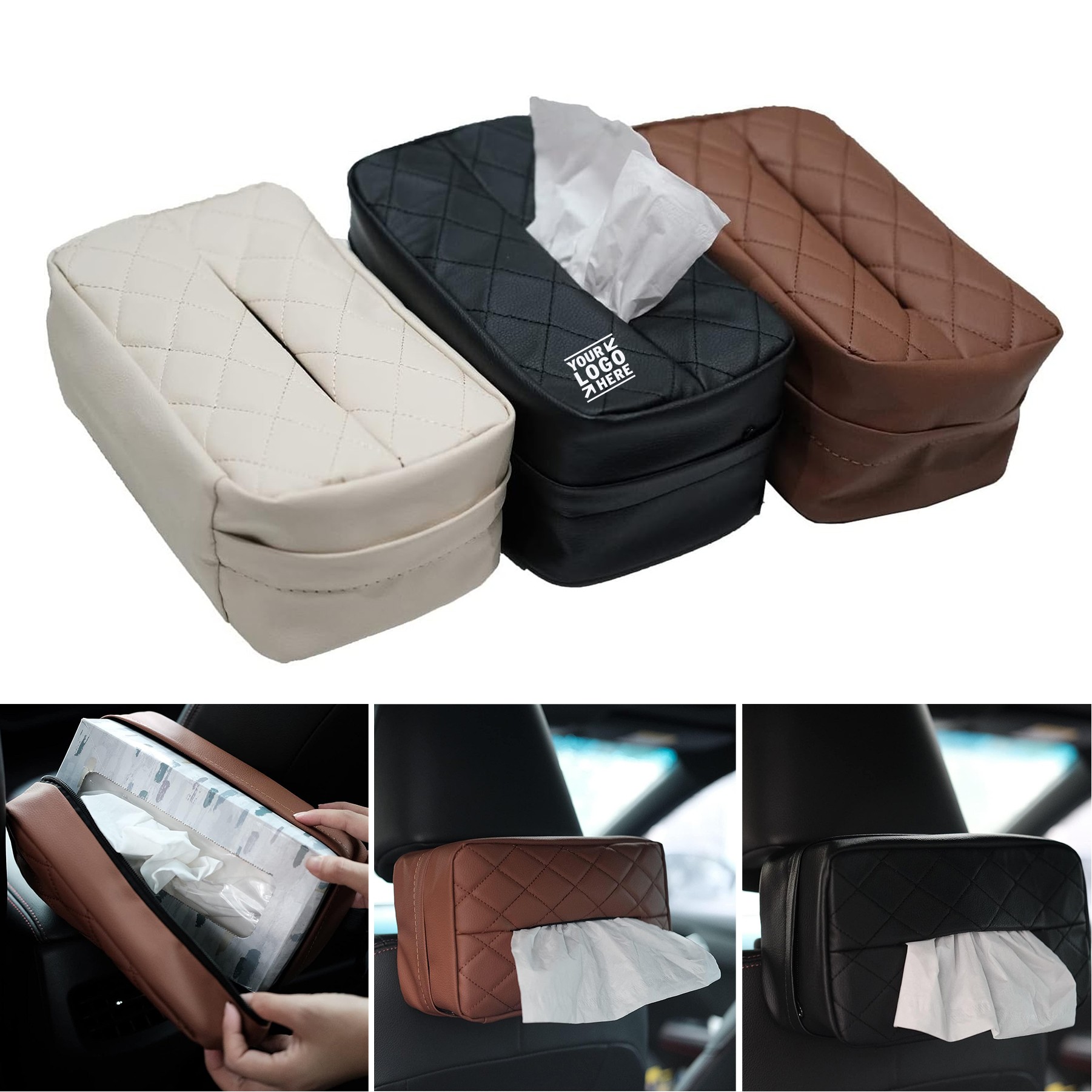 Car Standard Tissue Holder And Box Cover Backseat Extra Large Tissue Organization 2