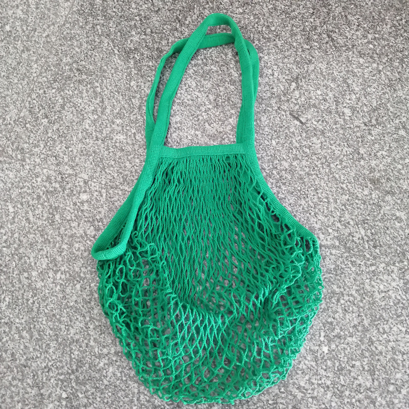 Long Handle Reusable Cotton Mesh Bag for Fruit Vegetables, custom tote bag with logo imprint 3