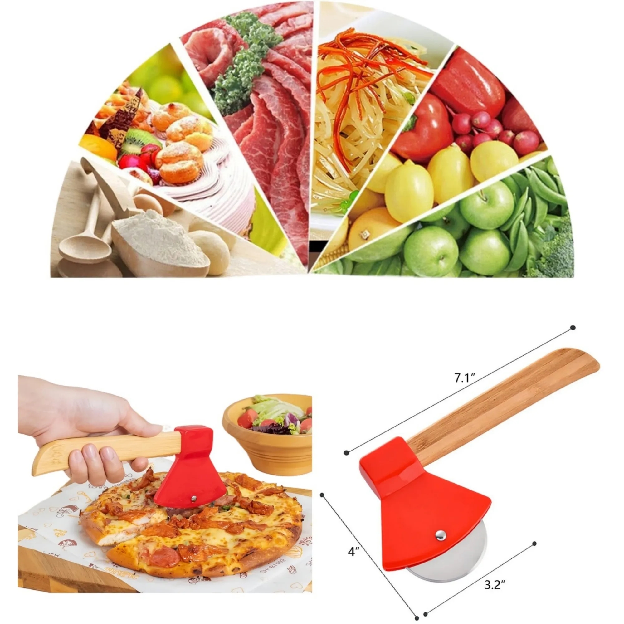 Premium Axe-Style Pizza Cutter with Bamboo Handle 8