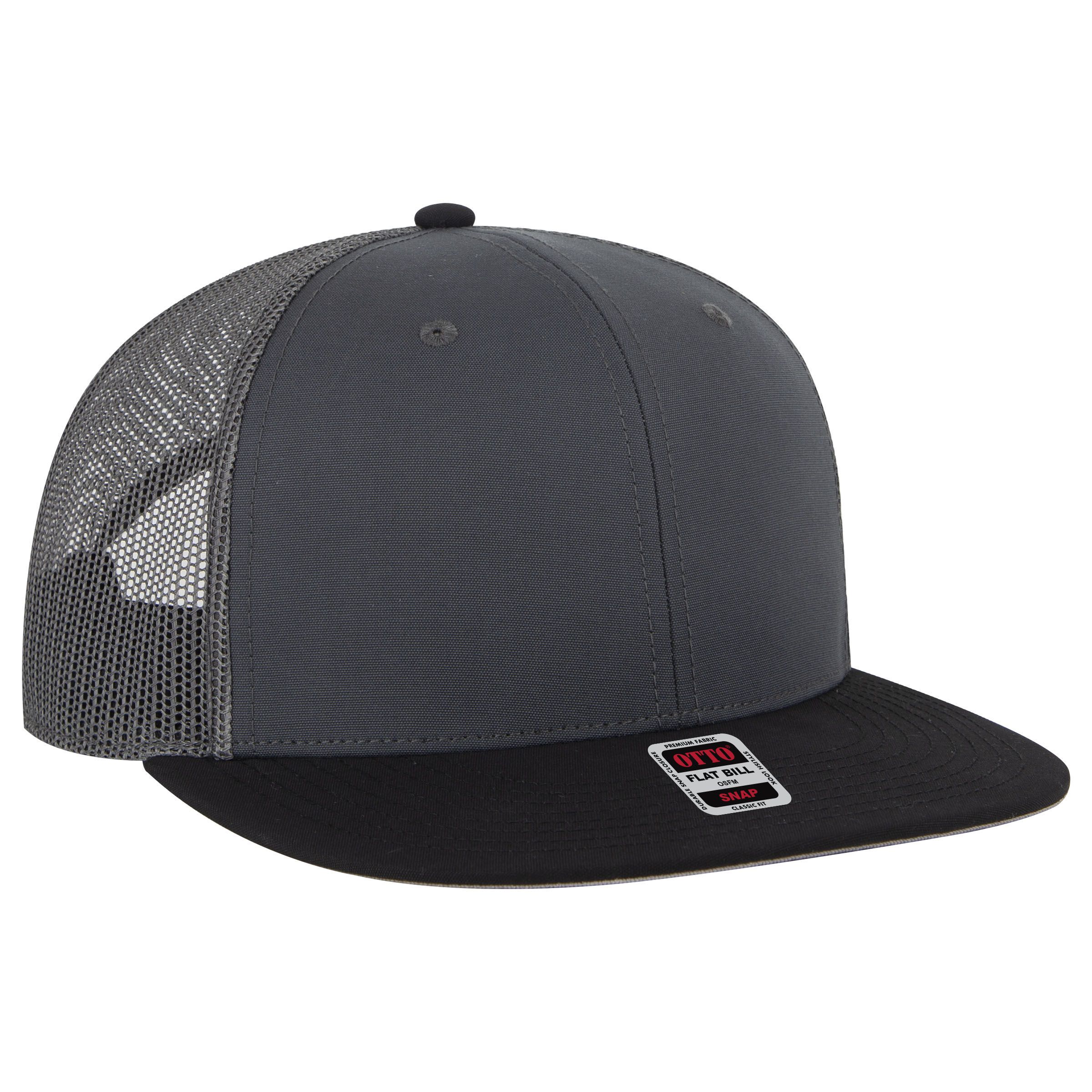 OTTO CAP® OTTO SNAP 6 Panel Pro Style Mesh Back Trucker Snapback Hat 53