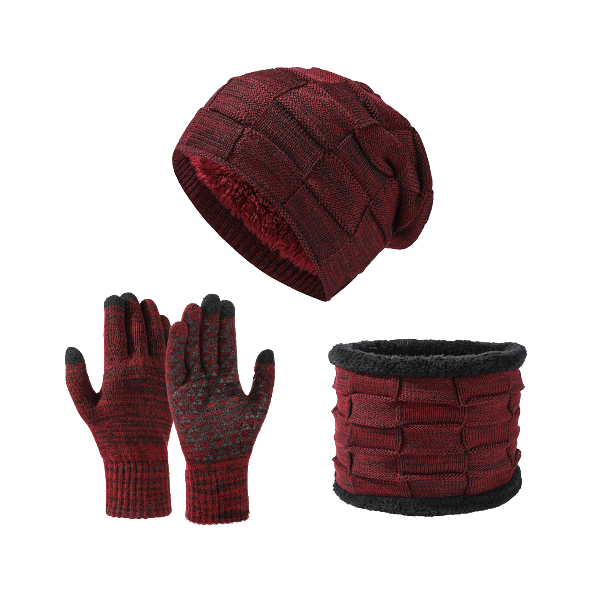Winter Knitted Beanie Hat ,Scarf & Gloves Set 8