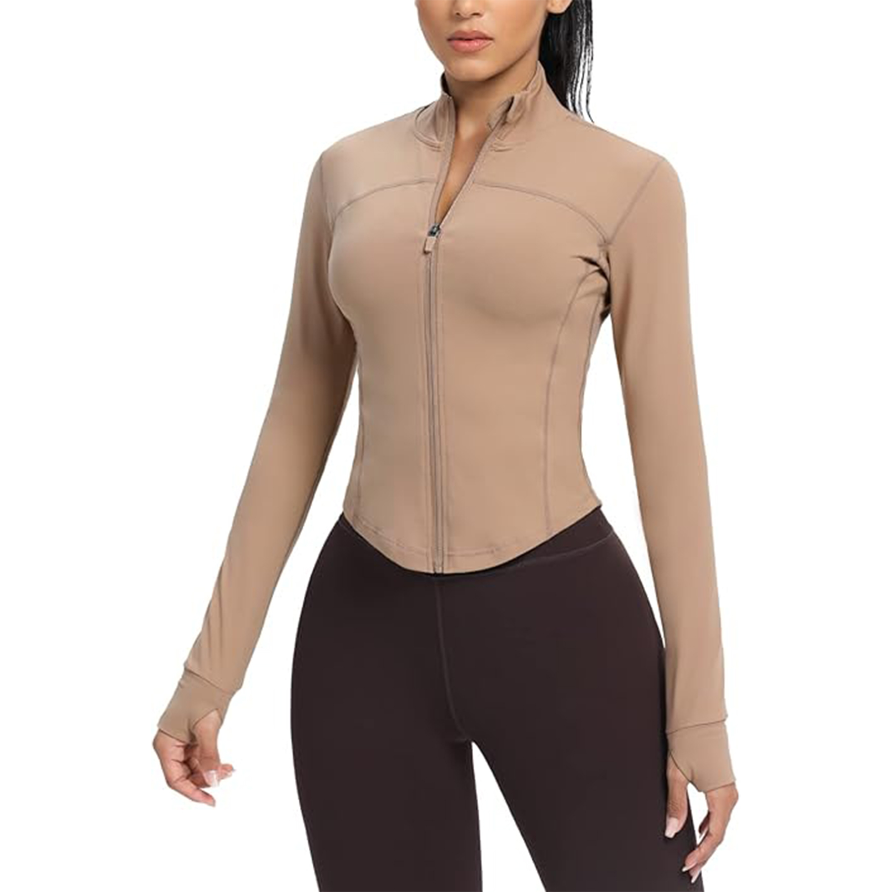 Women Cropped Running Workout Zip Jacket 8