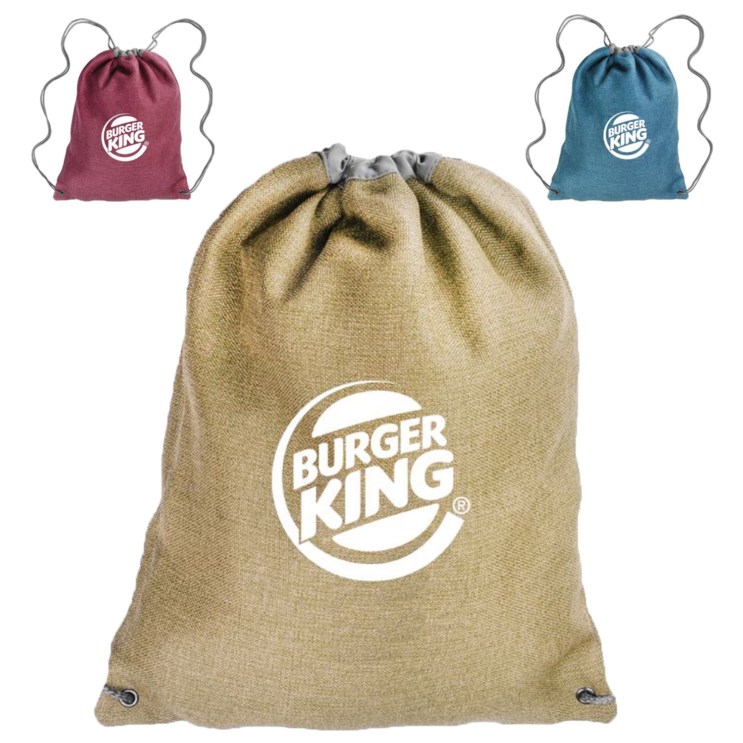 Linen Cromwell Drawstring Backpacks 2